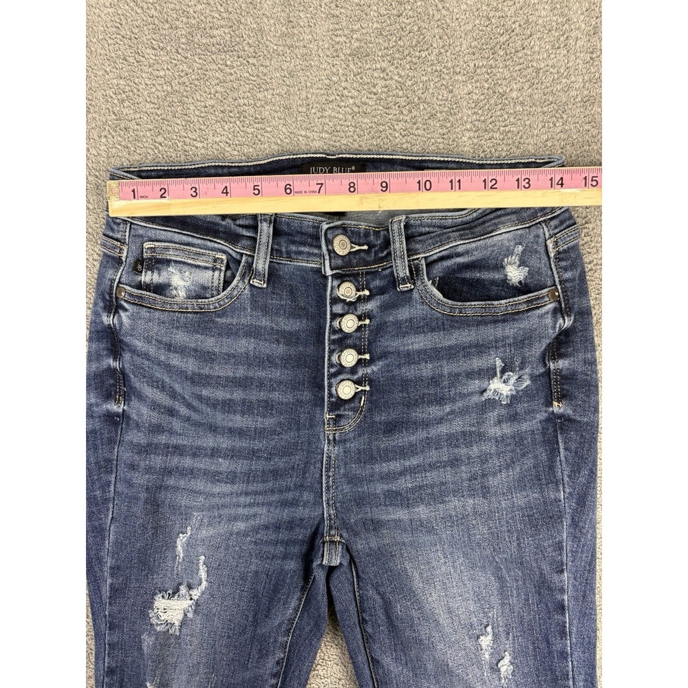 Judy Blue Trouser Flare Jeans Button Fly Dark Wash Women's 9/29 Stretch - Picture 2 of 12